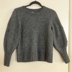 Small Gap Sweater Charcoal Gray Popcorn Bishop Sleeve